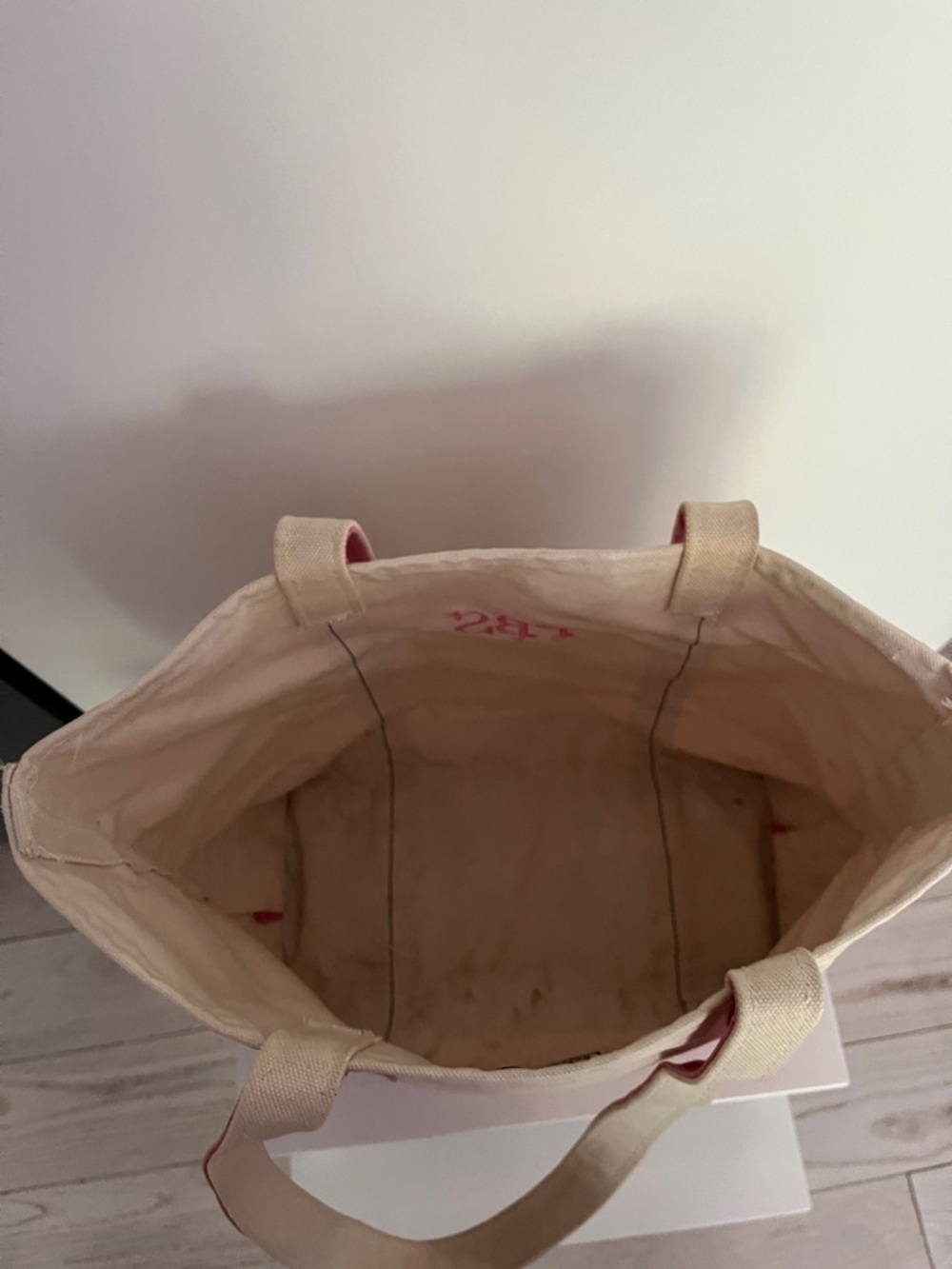 Canvas Tote Bag with Pink Trim - classic Bean boat & tote - Picture 4 of 7